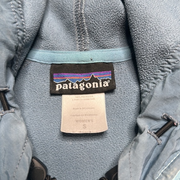 Patagonia full zip up light weight fleece lined hoodie jacket Ice blue size Smal - Picture 7 of 7